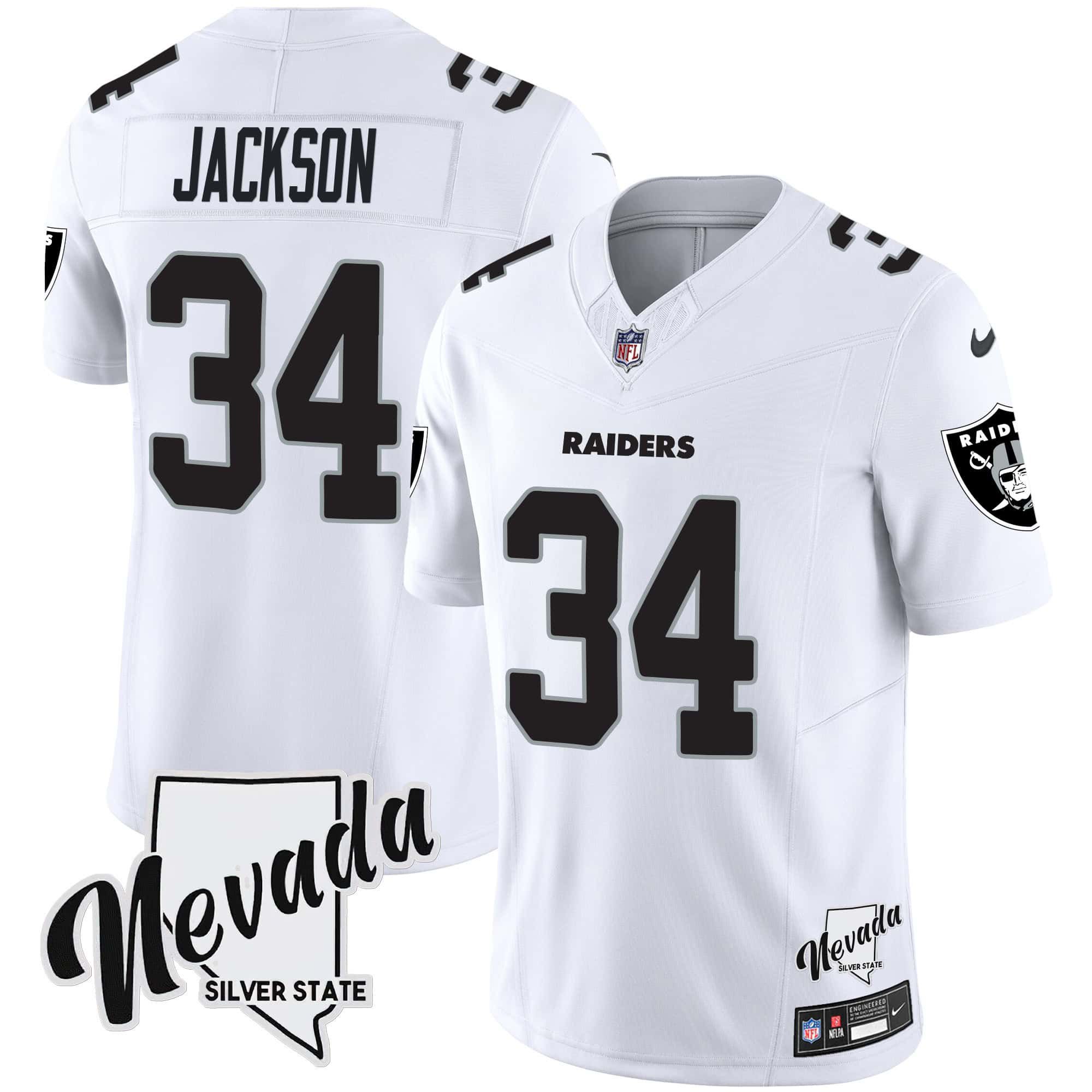 Men Oakland Raiders #34 Jackson White 2024 Nike Nevada Silver State Patch Vapor NFL Jersey->indianapolis colts->NFL Jersey
